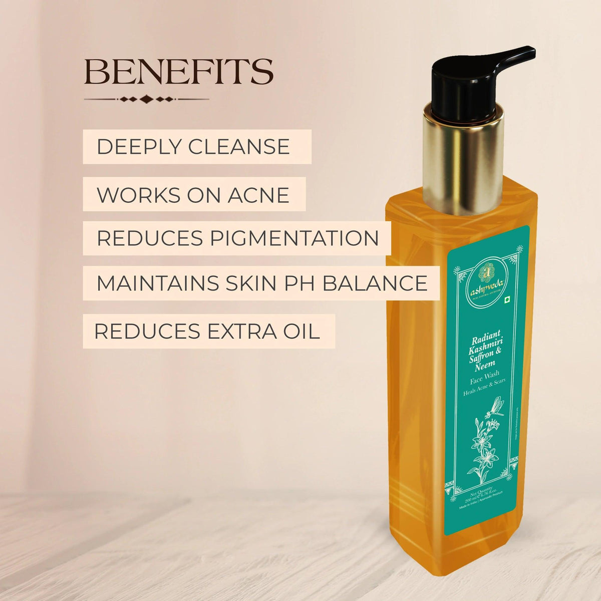 Skin care saffron and neem face wash natural neem face wash ashpveda neem face wash